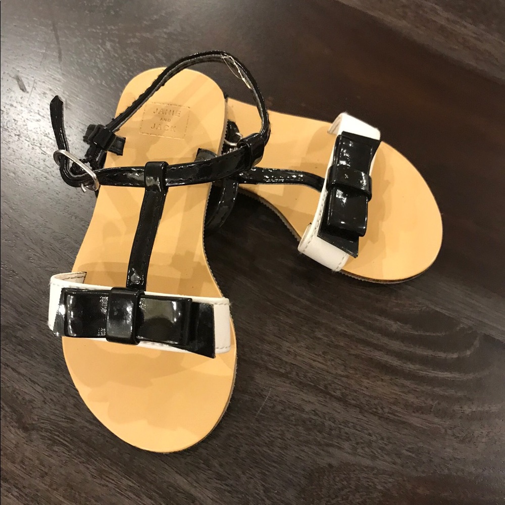 Janie and Jack black and white toddler sandals